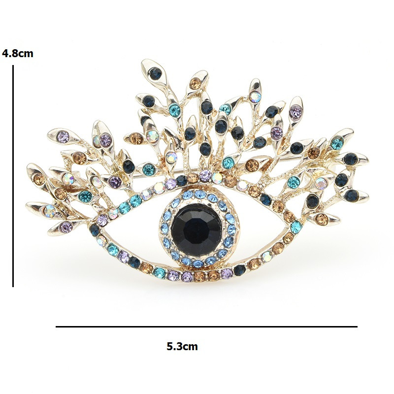 Wuli&baby Broševi za oči s plavim kamenčićima Ženska legura Beauty Lucky Eye Cvijet Vjenčani broševi Igle Novogodišnji darovi