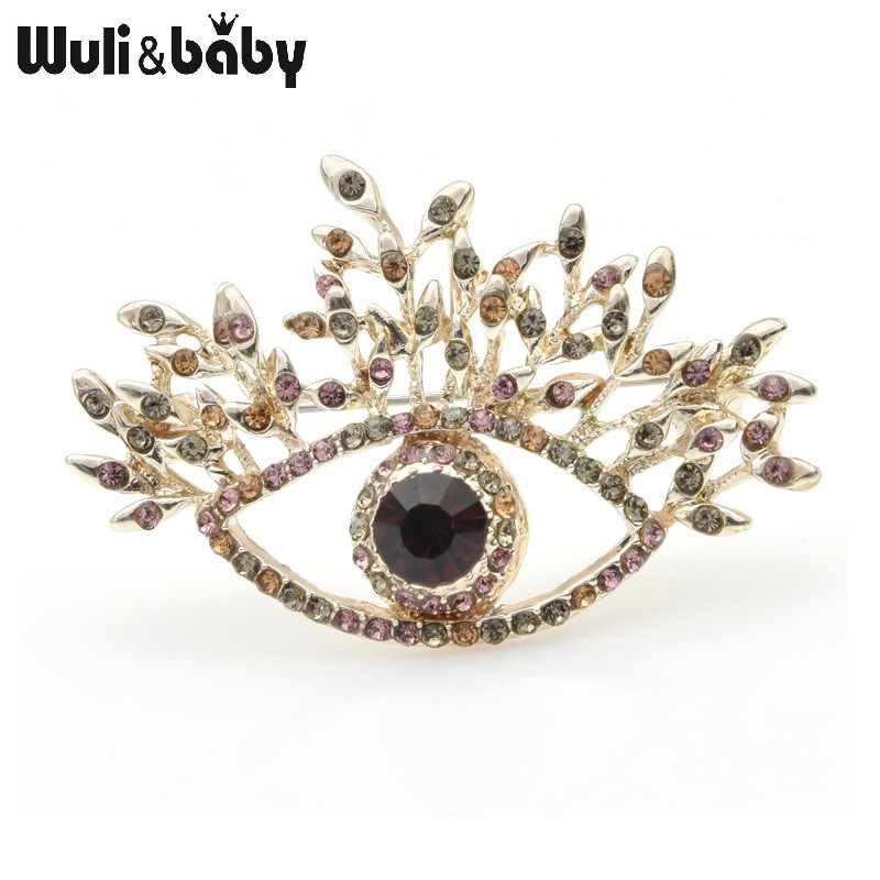 Wuli&baby Broševi za oči s plavim kamenčićima Ženska legura Beauty Lucky Eye Cvijet Vjenčani broševi Igle Novogodišnji darovi