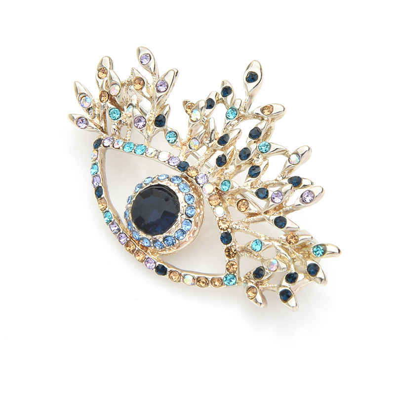 Wuli&baby Broševi za oči s plavim kamenčićima Ženska legura Beauty Lucky Eye Cvijet Vjenčani broševi Igle Novogodišnji darovi