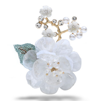 CINDY XIANG Χειροποίητη ακρυλική καρφίτσα λουλουδιών Χειμερινή μόδα κοσμήματα Μαργαριτάρι Γαμήλια καρφίτσα Καλό αξεσουάρ παλτό δώρου