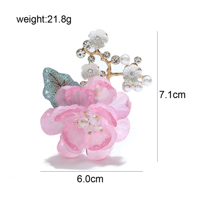 CINDY XIANG Ručno izrađen akrilni cvjetni broš Zimski modni nakit Biserna vjenčana igla Dobar poklon Dodaci za kaput