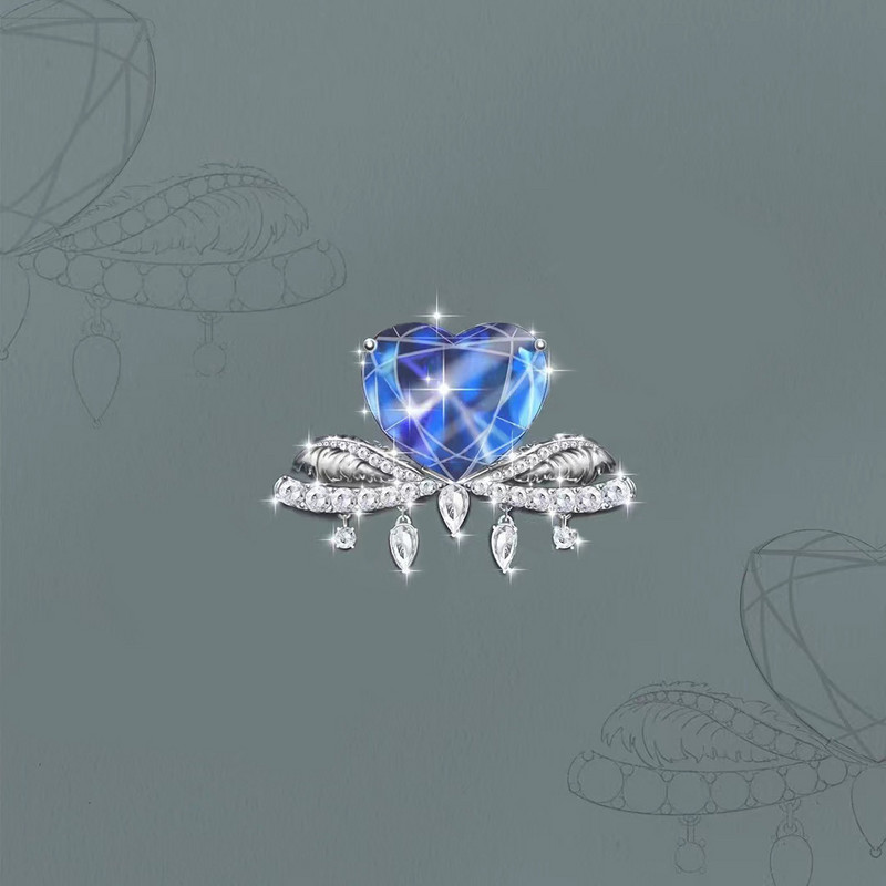 Novi dolazak iz 2022., simulacija malog oblika u obliku sluha, safirno plavi CZ vjenčani prsten za žene, srebrni vjenčani nakit