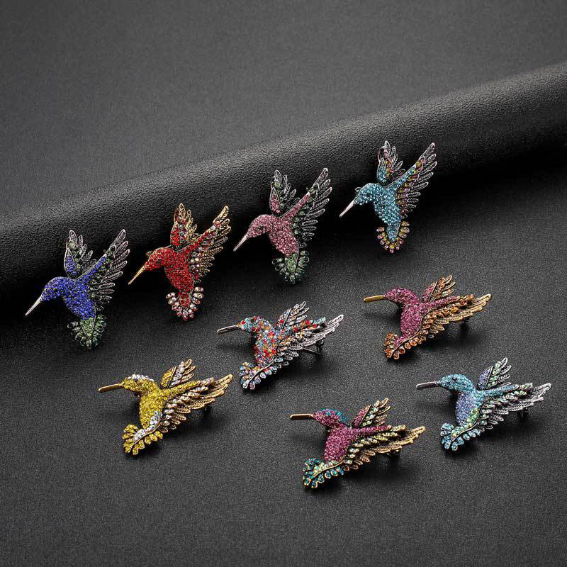 Krāsainas Rhinestone Hummingbird saktas dzīvnieku saktas sievietēm Korejas modes korsāžas krūšu sprādzes vintage dzīvnieku saktas piespraudes dāvana