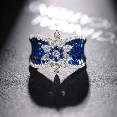 Vruće prodavani ženski prsten s krunom srebrne boje Ružičasto crveno plavo kristalno prstenje za žene Dodaci za nakit za vjenčanje