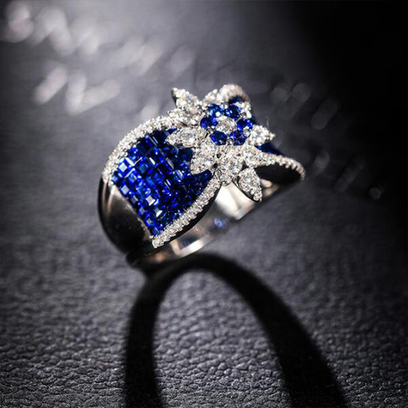 Vruće prodavani ženski prsten s krunom srebrne boje Ružičasto crveno plavo kristalno prstenje za žene Dodaci za nakit za vjenčanje