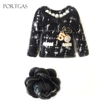 Λευκές μαύρες καρφίτσες Camellia Σετ για γυναικεία ρούχα Φιόγκος Camellia Flower No.5 Pin Channel Κοσμήματα Vintage αγκράφα