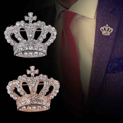 Cristal Strasuri Cruce Coroană Broșă Insigne Regal Lux Rever Bărbați Costum Pin Broșe pentru femei Accesorii Bijuterii Comerț cu ridicata