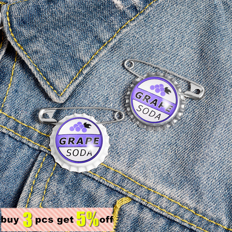 Sulas sodas emaljas tapas Pudeles vāciņš Piespraudes Pielāgotas kapsulas Piespraudes Soma Krekls Atloks Sprādze Vīnogu rotaslietas Dāvana bērniem Draugs