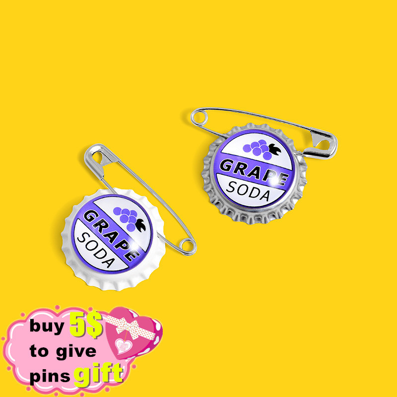 Sulas sodas emaljas tapas Pudeles vāciņš Piespraudes Pielāgotas kapsulas Piespraudes Soma Krekls Atloks Sprādze Vīnogu rotaslietas Dāvana bērniem Draugs