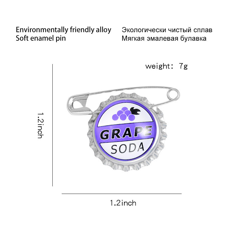 Sulas sodas emaljas tapas Pudeles vāciņš Piespraudes Pielāgotas kapsulas Piespraudes Soma Krekls Atloks Sprādze Vīnogu rotaslietas Dāvana bērniem Draugs