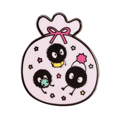 Spirited Away Stroger Soot Sprite Piespraudes Piespraudes Emalja Metāla nozīmītes Atloka piespraudes Piespraudes Jakas Džinsi Modes Rotaslietas Aksesuāri