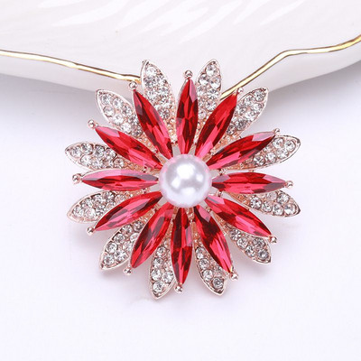 RUI JIA DUSK zīmola klasiska kristāla rhinestones liela margrietiņa ziedu sakta sieviešu jaka vai kāzu rotaslietas