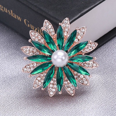 RUI JIA DUSK zīmola klasiska kristāla rhinestones liela margrietiņa ziedu sakta sieviešu jaka vai kāzu rotaslietas