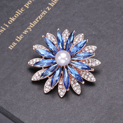 RUI JIA DUSK zīmola klasiska kristāla rhinestones liela margrietiņa ziedu sakta sieviešu jaka vai kāzu rotaslietas