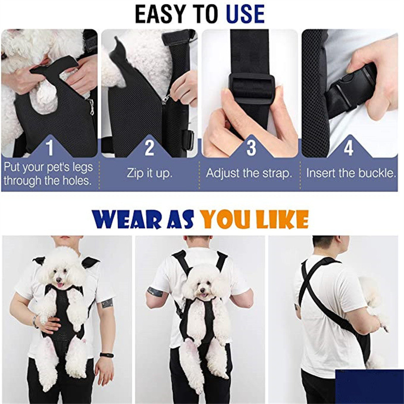 Mājdzīvnieku mugursoma Regulējama mājdzīvnieku krūšu soma, kas piemērota ceļojumiem Hking Camping Ērta četrkājaina soma, kas piemērota maziem mājdzīvniekiem