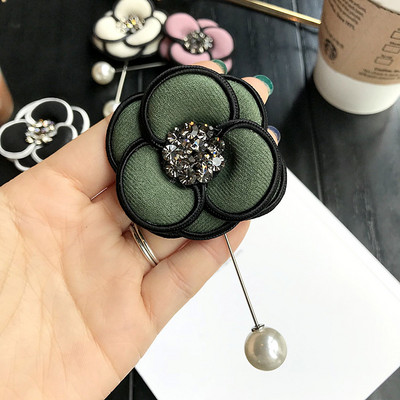 Καρφίτσες καμέλια καρφίτσα για γυναίκα κορίτσι ύφασμα στρας λουλούδια σήματα μόδας κοσμήματα αξεσουάρ Κορεατικά χειροποίητα χονδρική