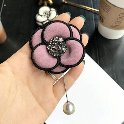 Καρφίτσες καμέλια καρφίτσα για γυναίκα κορίτσι ύφασμα στρας λουλούδια σήματα μόδας κοσμήματα αξεσουάρ Κορεατικά χειροποίητα χονδρική