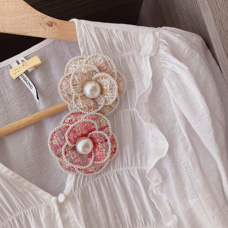 Καρφίτσες καμέλια καρφίτσα για γυναίκα κορίτσι ύφασμα στρας λουλούδια σήματα μόδας κοσμήματα αξεσουάρ Κορεατικά χειροποίητα χονδρική