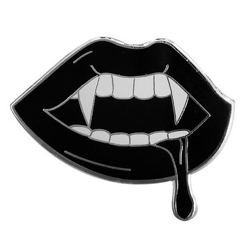 Halloween Vampire Fangs Μαύρα χείλη Καρφίτσες καρφίτσας σμάλτο μεταλλικά σήματα καρφίτσα πέτο Καρφίτσες μπουφάν Τζιν μόδας κοσμήματα αξεσουάρ