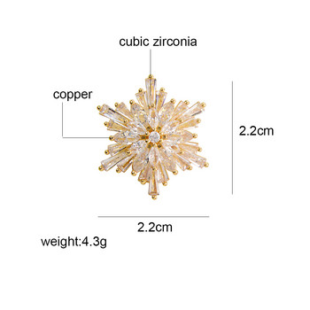 CINDY XIANG Cubic Zirconia Snowflake Collar Pin καρφίτσες για γυναίκες και άνδρες Χάλκινο Υλικό 2 χρωμάτων Διαθέσιμα μπλουζάκια Κοσμήματα