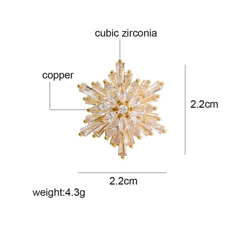 CINDY XIANG kubiskā cirkonija sniegpārsliņu apkakles piespraudes piespraudes sievietēm un vīriešiem vara materiāls 2 krāsās pieejamas T-kreklu rotaslietas