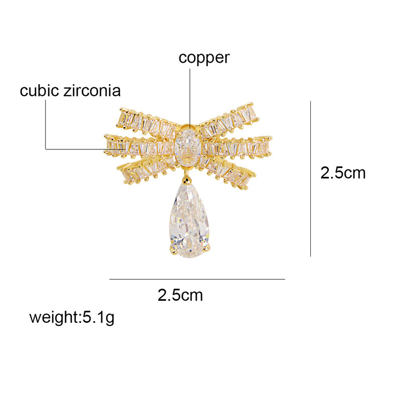 CINDY XIANG Novopristigli broševi od kubičnog cirkonija s mašnama za žene Ljetna modna majica s iglama Bakreni nakit visoke kvalitete
