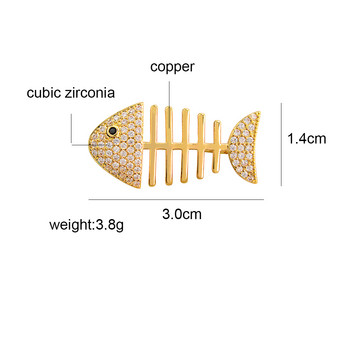 CINDY XIANG Νέα άφιξη Καρφίτσες ψαριού Cubic Zirconia για Γυναικείες και Ανδρικές καρφίτσες με γιακά Αξεσουάρ στολής κοσμήματος σχεδίου ζώων