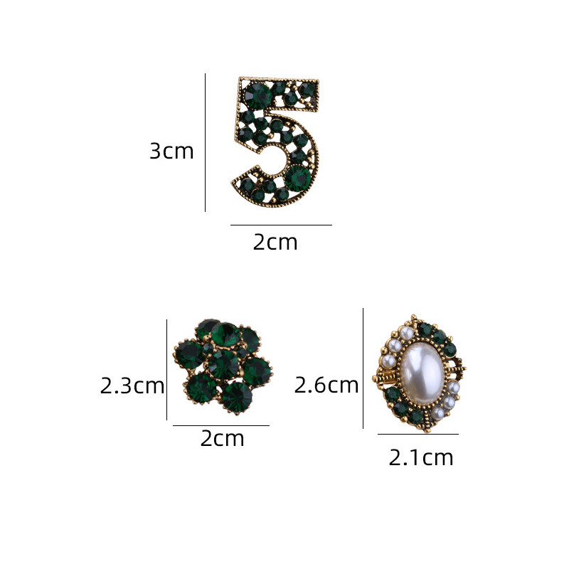 CINDY XIANG Vintage 3 kom/set Broševi od bisera i kamenčića Broševi za žene Ovalni bedževi s cvijetom i broš broj 5 Nakit za kaput