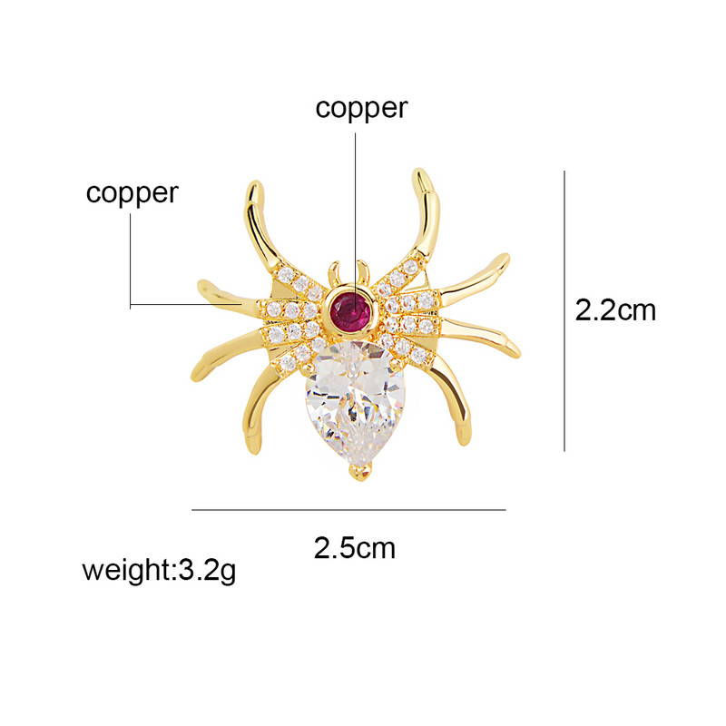 CINDY XIANG Novi dolazak Kubni cirkonij pauk igla za ovratnik Modni ženski i muški broševi Nakit od insekata Bakreni materijal