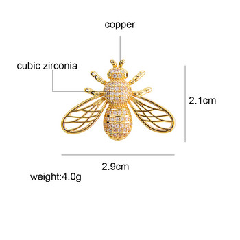 CINDY XIANG Кубичен цирконий Бижута за нашийник с пчела Брошки с насекоми за жени и мъже Медни бижута 2 налични цвята Високо качество
