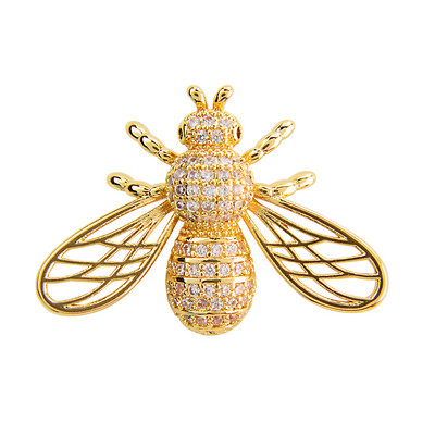 CINDY XIANG Кубичен цирконий Бижута за нашийник с пчела Брошки с насекоми за жени и мъже Медни бижута 2 налични цвята Високо качество