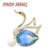 CINDY XIANG 4 krāsās, varavīksnes kubiskā cirkonija gulbja apkakle, piespraudes piespraude Unisex modes piespraudes uzvalks kāzu sakta dāvana