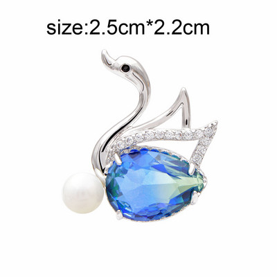 CINDY XIANG 4 krāsās, varavīksnes kubiskā cirkonija gulbja apkakle, piespraudes piespraude Unisex modes piespraudes uzvalks kāzu sakta dāvana