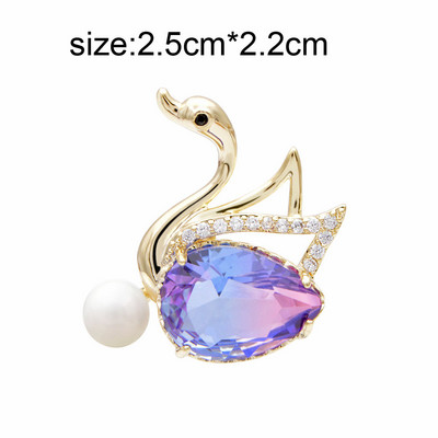 CINDY XIANG 4 krāsās, varavīksnes kubiskā cirkonija gulbja apkakle, piespraudes piespraude Unisex modes piespraudes uzvalks kāzu sakta dāvana