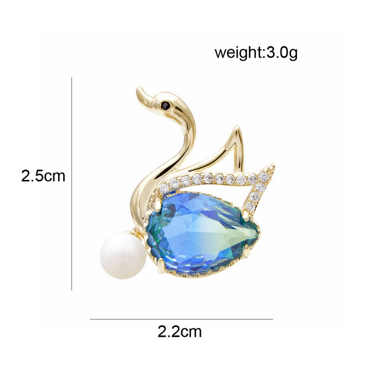 CINDY XIANG 4 krāsās, varavīksnes kubiskā cirkonija gulbja apkakle, piespraudes piespraude Unisex modes piespraudes uzvalks kāzu sakta dāvana