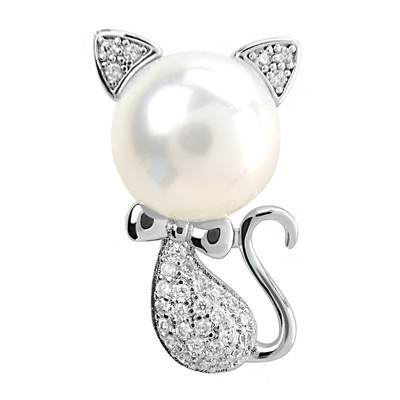 CINDY XIANG kubiskā cirkonija un pērļu kaķa kaklasiksnas piespraudes sievietēm maza, jauka vasaras modes dzīvnieku sakta vara rotaslietas