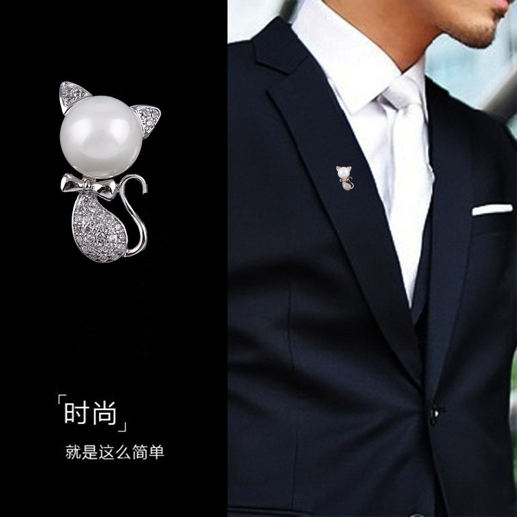 CINDY XIANG kubiskā cirkonija un pērļu kaķa kaklasiksnas piespraudes sievietēm maza, jauka vasaras modes dzīvnieku sakta vara rotaslietas