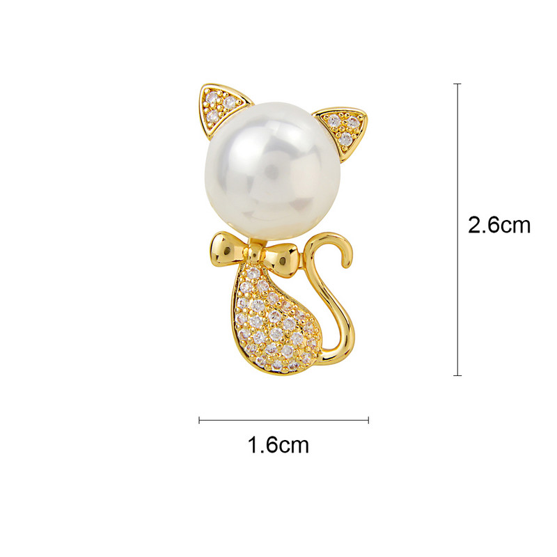 CINDY XIANG kubiskā cirkonija un pērļu kaķa kaklasiksnas piespraudes sievietēm maza, jauka vasaras modes dzīvnieku sakta vara rotaslietas