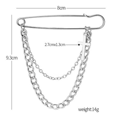 Minimālisma Retro Punk Piespraudes Kulons Metāla Piespraudes Sievietēm Vīriešu Uzvalks Audums Dekorācijas Piespraudes Krūšu ķēde Pušķa pin sudraba krāsā