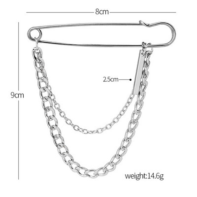 Minimālisma Retro Punk Piespraudes Kulons Metāla Piespraudes Sievietēm Vīriešu Uzvalks Audums Dekorācijas Piespraudes Krūšu ķēde Pušķa pin sudraba krāsā