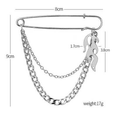 Minimālisma Retro Punk Piespraudes Kulons Metāla Piespraudes Sievietēm Vīriešu Uzvalks Audums Dekorācijas Piespraudes Krūšu ķēde Pušķa pin sudraba krāsā