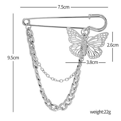 Minimālisma Retro Punk Piespraudes Kulons Metāla Piespraudes Sievietēm Vīriešu Uzvalks Audums Dekorācijas Piespraudes Krūšu ķēde Pušķa pin sudraba krāsā