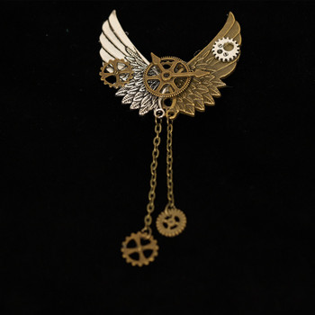 Ρετρό Steampunk Wings καρφίτσες καρφίτσας φούντα με αλυσίδα Σήμα ανδρικό πουκάμισο κοστούμι γιακά γυναικείο κασκόλ πόρπη κορσάζ καρφίτσες Κοσμήματα
