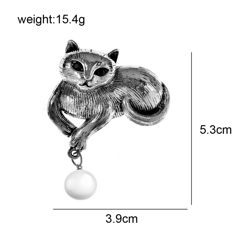 CINDY XIANG Lijep mačji broš Slatke životinjske igle za žene Djevojka Vintage biserni privjesak Kaput Torba Kardigani Broševi Nakit Pokloni
