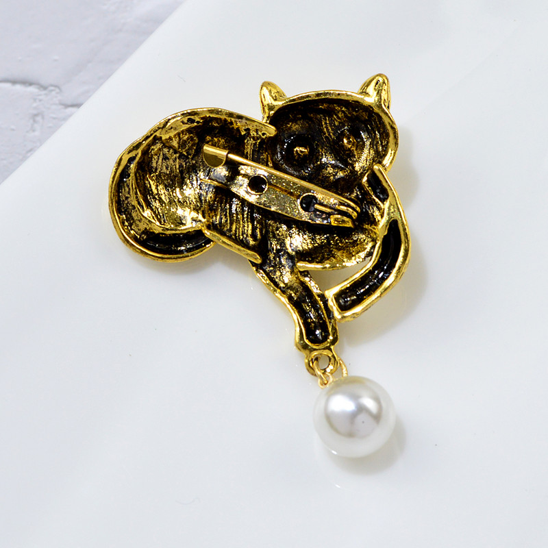 CINDY XIANG Lijep mačji broš Slatke životinjske igle za žene Djevojka Vintage biserni privjesak Kaput Torba Kardigani Broševi Nakit Pokloni