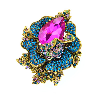 CINDY XIANG Broševi s velikim cvjetnim dijamantima za žene, zimski dizajn, igla za kapute, modni dodaci