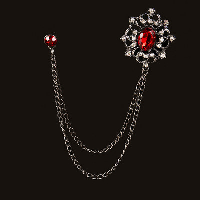 Modes sieviešu sakta Rubīna atloka piespraudes ķēdīte vīriešu piespraude Temperaments Eleganta kokteiļu ballīte aktivitāšu piespraudes kleita Daudzpusīga piespraude