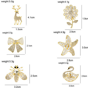 CINDY XIANG Cubic Zirconia Star καρφίτσες για γυναίκες Μόδα φιόγκος με καρφίτσα μέλισσας Χαριτωμένο μικρό κολάρο χρυσό χρώμα
