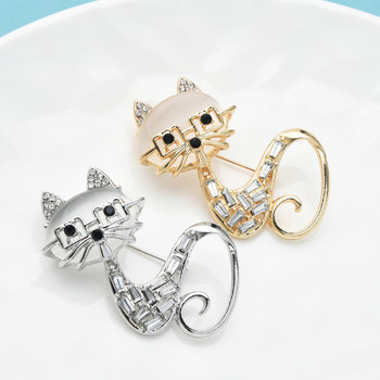 Wuli&baby 5 Σχεδιασμός Opal Cat καρφίτσες για γυναίκες Lady Lovely Pets Animal Party Casual καρφίτσα δώρα