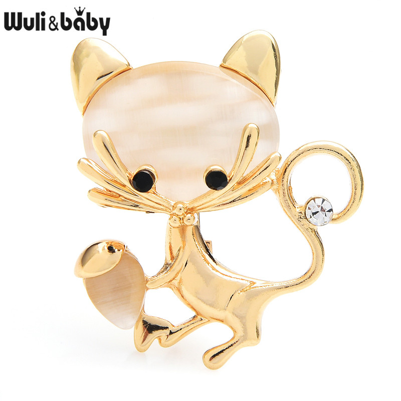 Wuli&baby 5 dizaina opāla kaķu piespraudes sievietēm Dāmas jauki mājdzīvnieki Dzīvnieku ballīte Ikdienas piespraudes piespraudes dāvanas